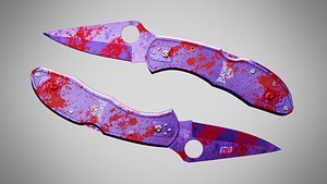 Knife 9 Purple Heart FT With Blood 3D