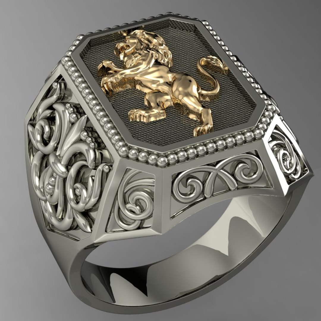 Signet ring heraldic lion 3D model - TurboSquid 1485082