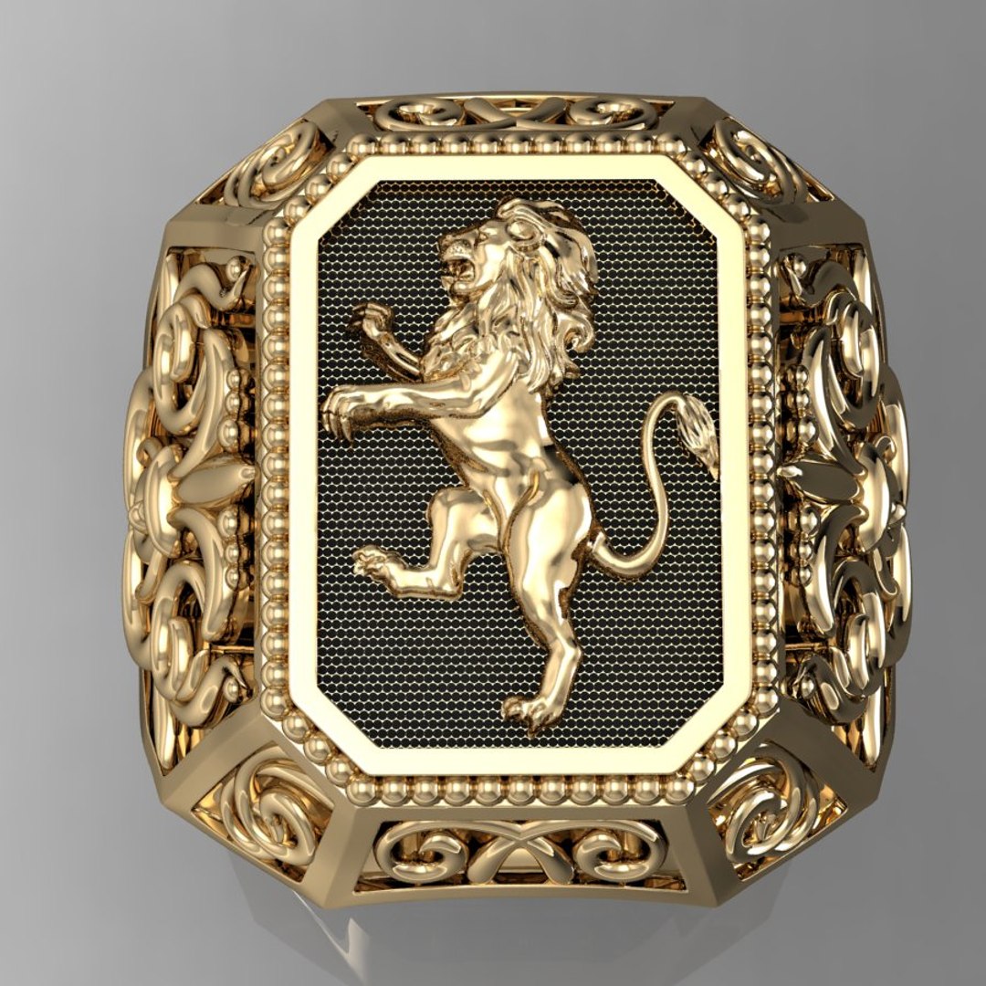 Signet ring heraldic lion 3D model - TurboSquid 1485082