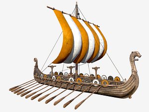 Long Viking Ship 3D model
