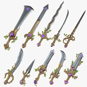 Stylized Fantasy RPG Weapons Sword Shortsword Broadsword Katana Gladius Dagger Rapier Scimitar Claymore Flamberge Cutlass Longsword Greatsword Swords