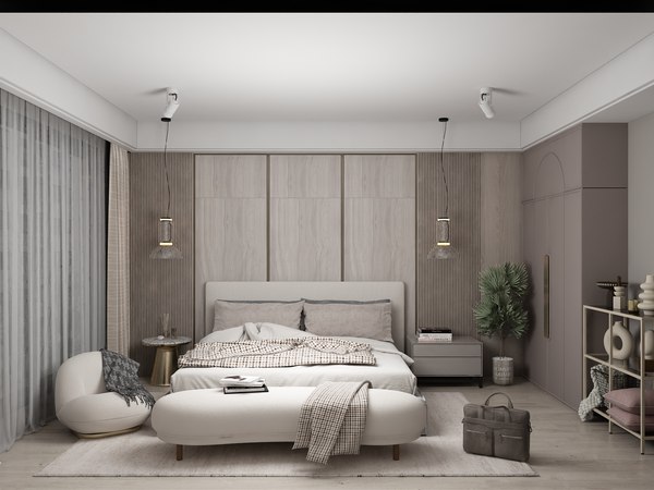 3D Modern Style Bedroom - 552 model