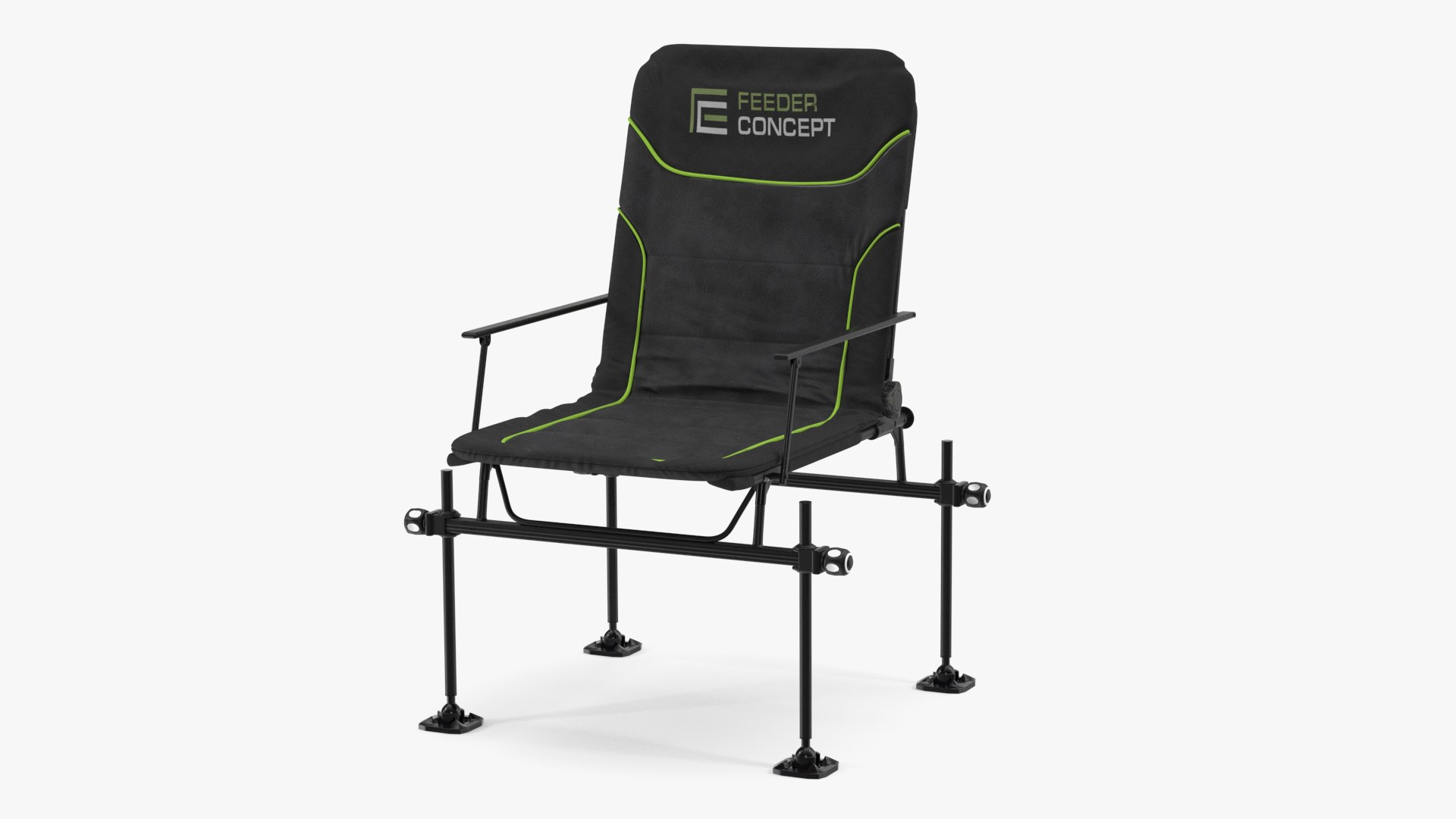 Folding Angler Aluminum Chair Black 3D model preview
