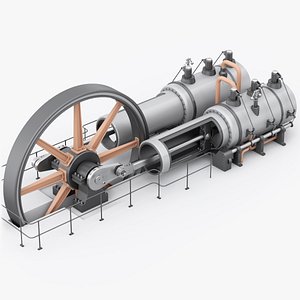 3D old steam engine