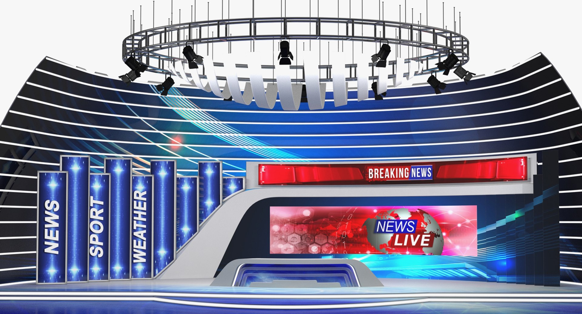 News TV Studio 3D Model 3D model preview