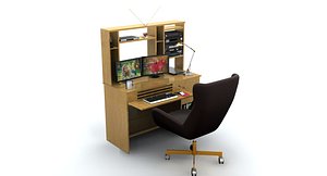 desk set working computer 3d max