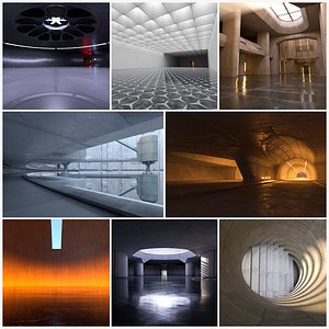 8 Futuristic Interiors Set