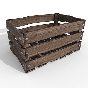 beaten old wooden crate 3D model