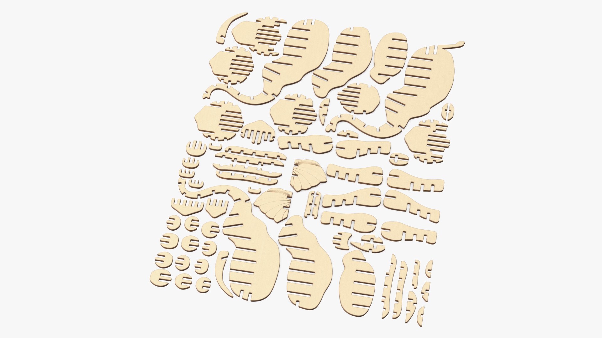 Wooden 3D Puzzle Disassembled 3D model preview