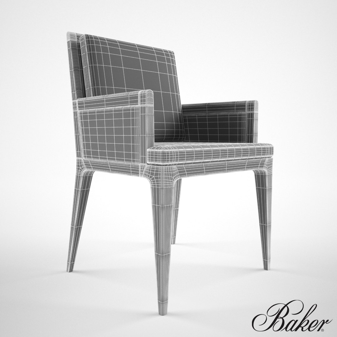 baker carmel cane dining chair 3d model