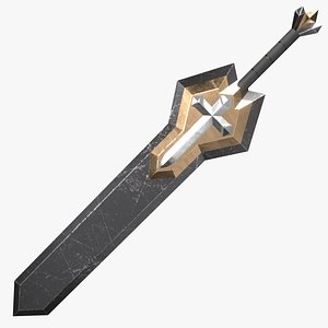 Fantasy Two-Handed Holy Sword Cross Black Epic 3D model