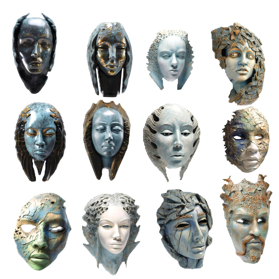 3D Sculpture Art Mask Pack 12 TurboSquid 2069174