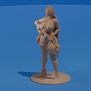 Glamorous Sniper Babe Sexy 3D Printable STL Model