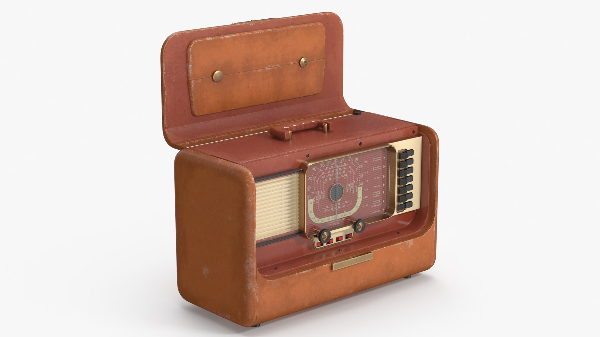 Old Retro Shortwave Tube Radio Brown 3D model preview