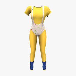 3D 70s Aerobics Legwarmers And Leotard V3 model