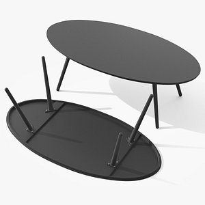 Halden Dark Charcoal Oval Coffee Table 3D