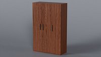 Low Poly 3 doors dark wood wardrobe 3D Model True Renders UV 4K PBR Textures