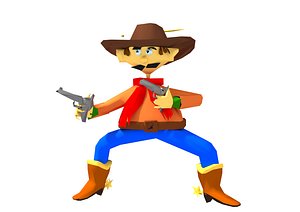Cartoon Cowboy Low Poly