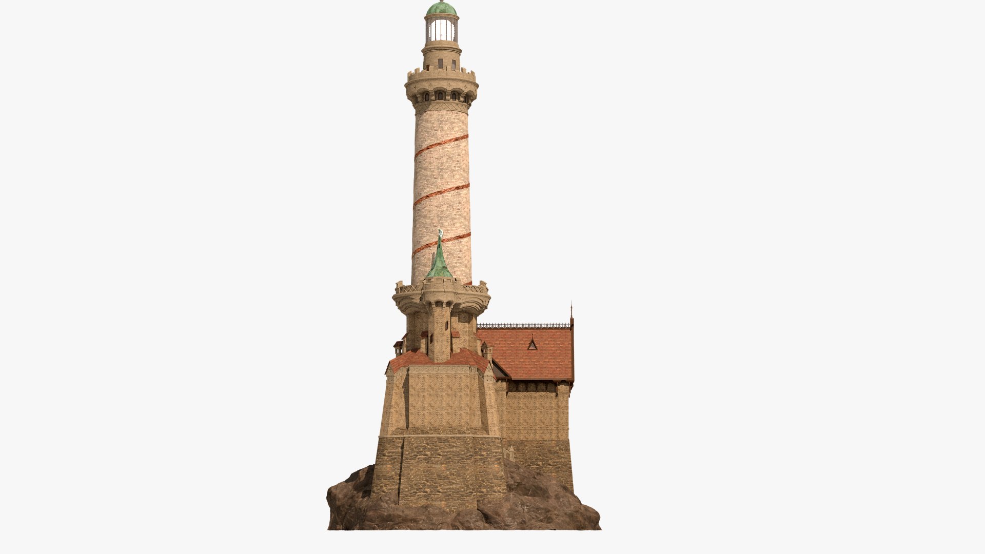 Old Lighthouse Rocks House 3D - TurboSquid 1574933