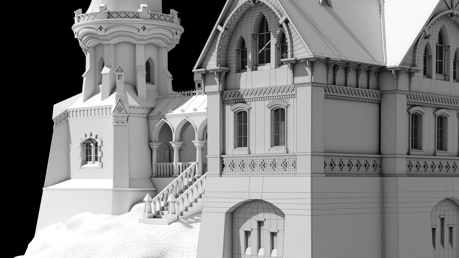 Old Lighthouse Rocks House 3D - TurboSquid 1574933