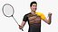 Asian Man with Badminton Racket Rigged model