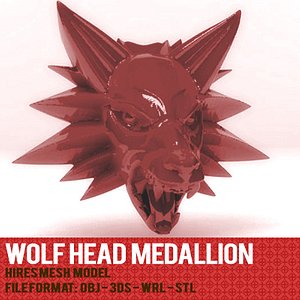 3dsmax wolf head medallion