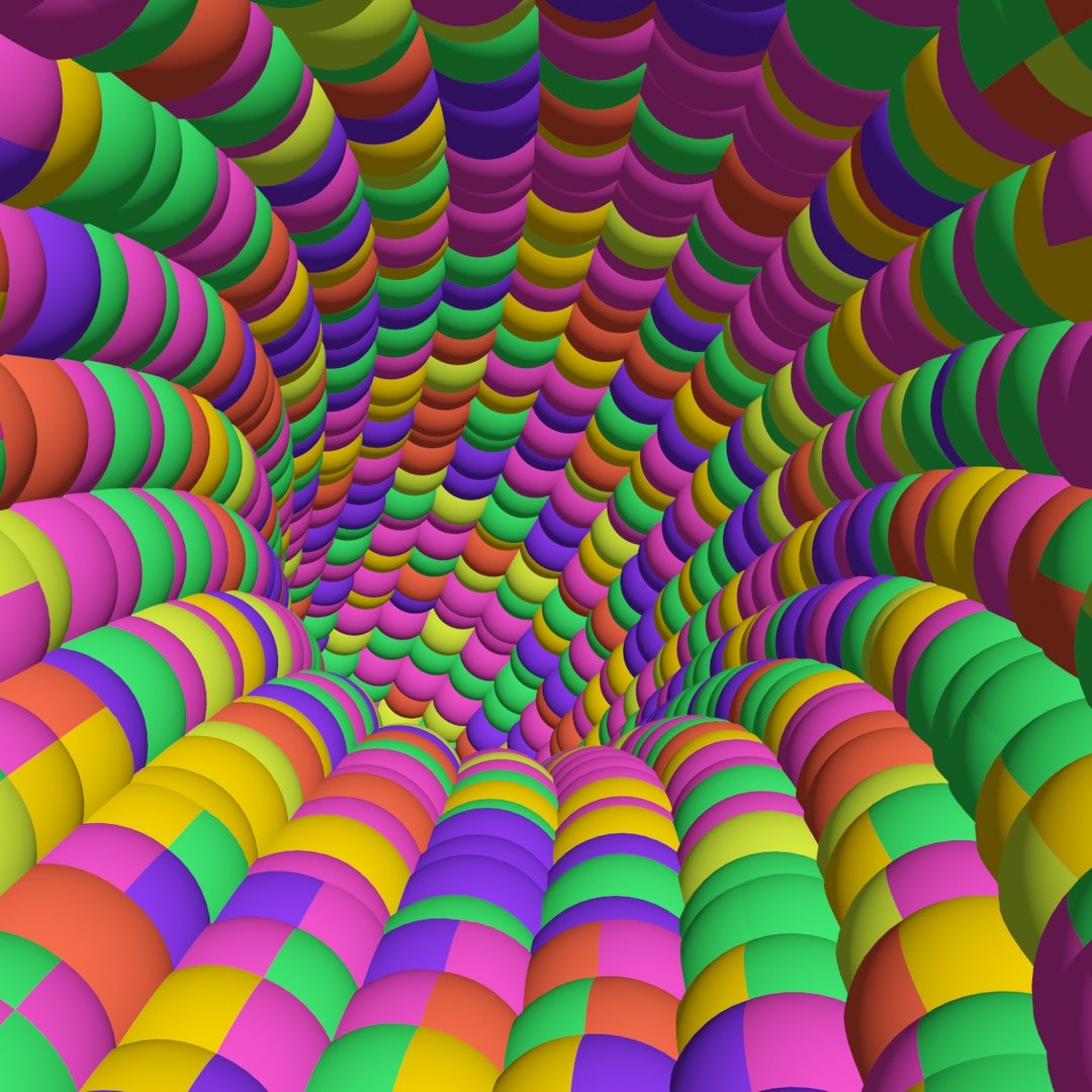 3D Rotating Tunnel Colored Balls - TurboSquid 1701093