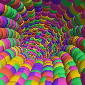 3D rotating tunnel colored balls