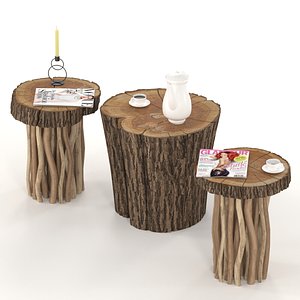 3D coffee slab tables wooden