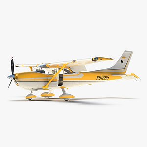 Cessna 182 Skylane Rigged Yellow 3D Model