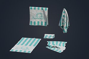 Beach Towel Prop Pack PBR Game-Ready 3D model