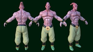 High-Resolution Majin Buu 3D Model with Textures