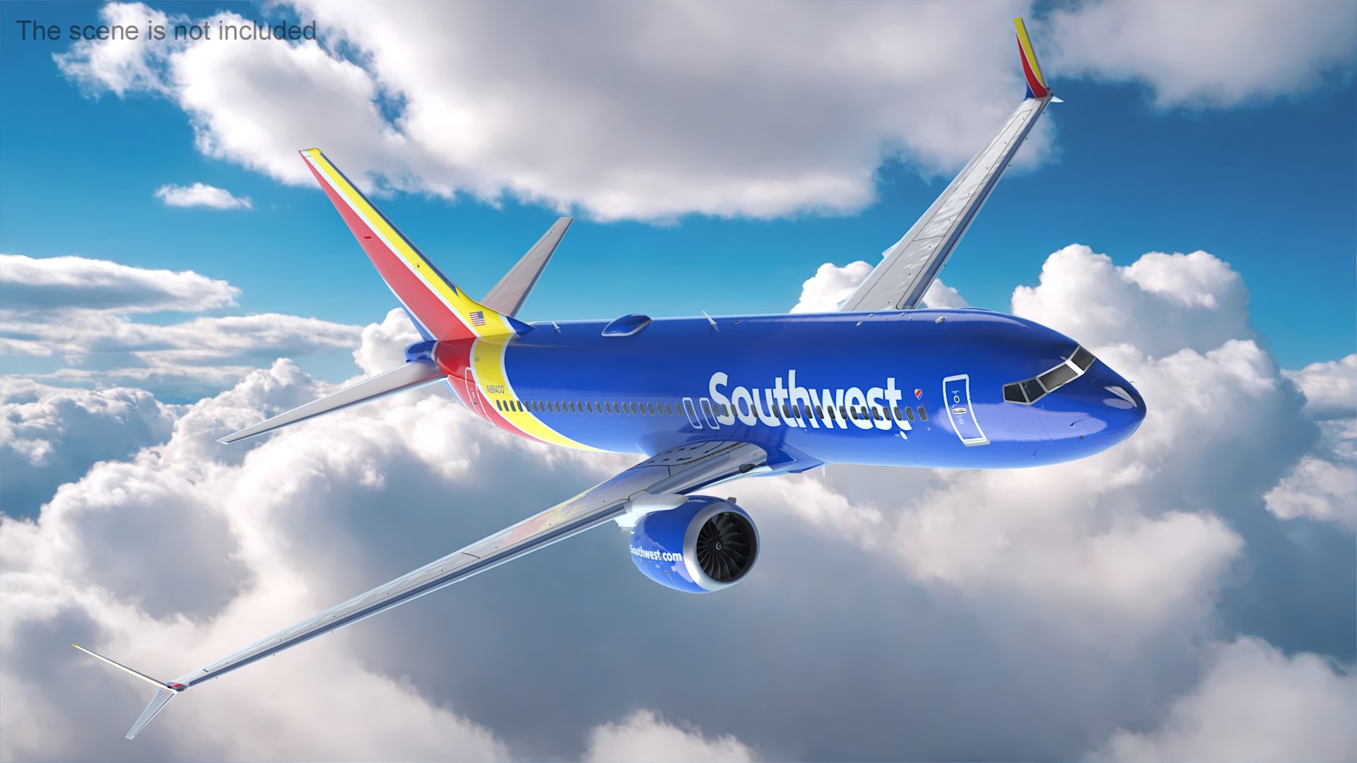 Southwest Airlines Boeing 737 MAX 8 in Flying 3D model preview