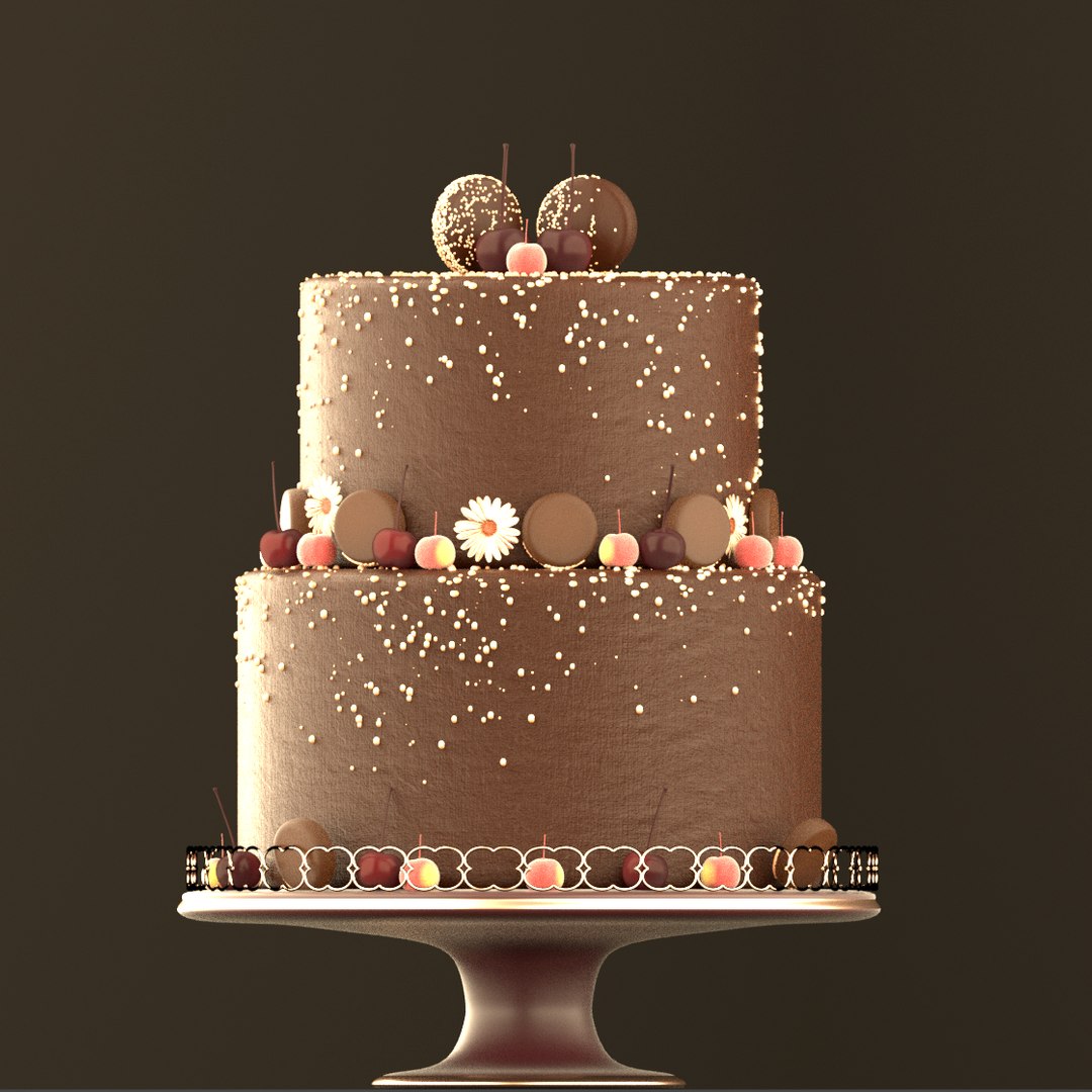 3D chocolate cake cookies model - TurboSquid 1349984