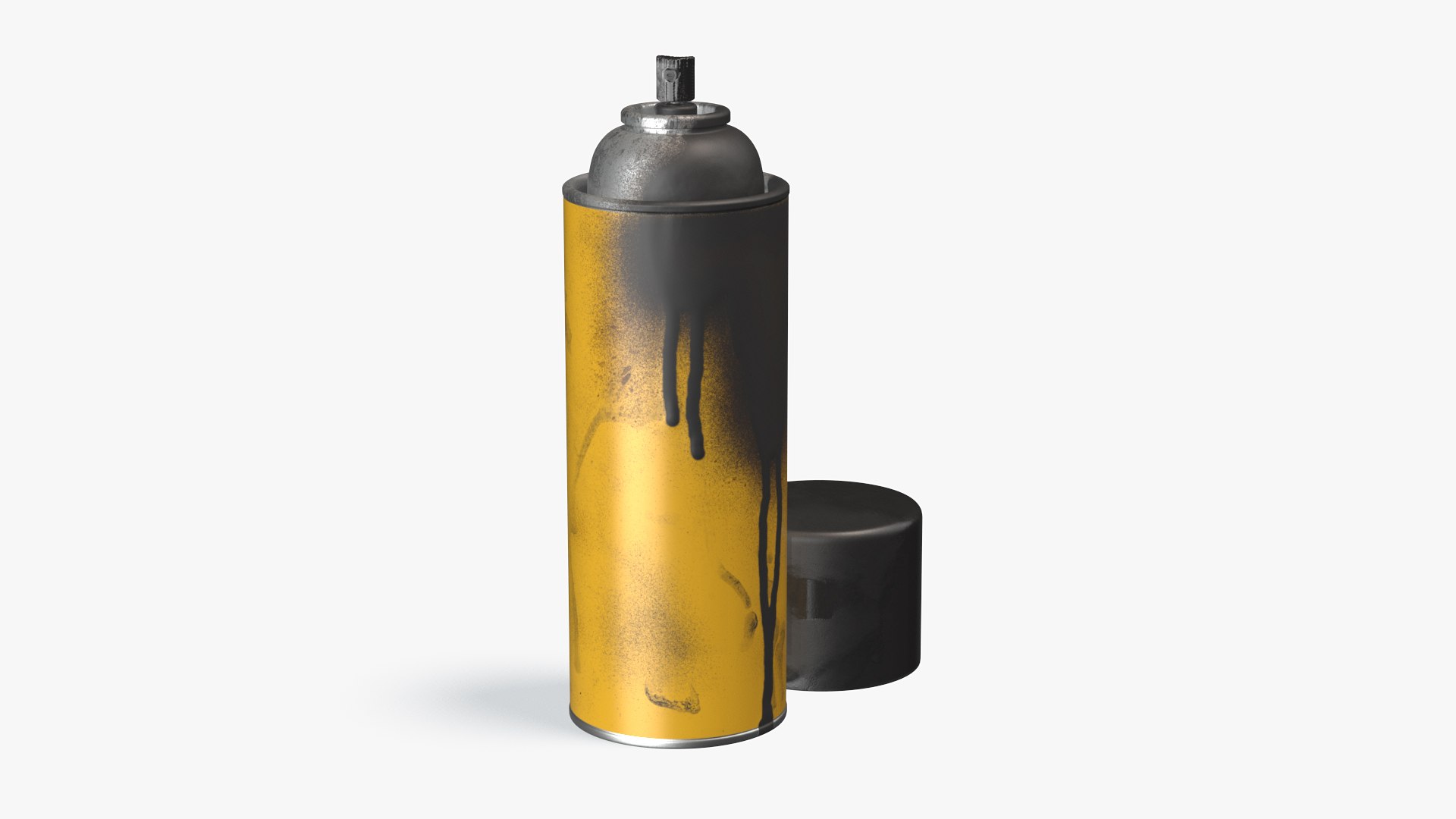 Used Cans of Spray Paint Yellow 3D model preview
