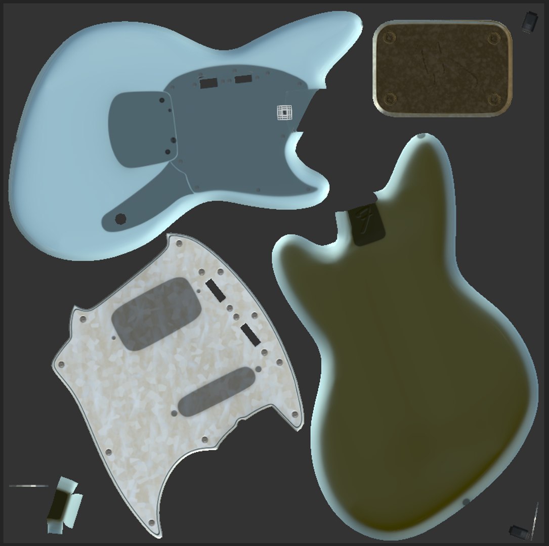 Electro Guitar Fender Jag-Stang Kurt Cobain 3D Model - TurboSquid 1796109