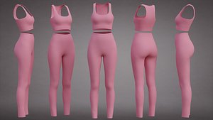 Two Piece Sportswear Workout Outfit - Tank Top and Yoga Pants 3D Clothing model