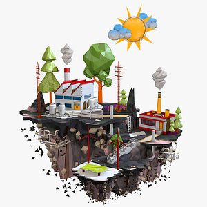 Floating Island Low Poly