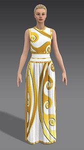 3D Ancient Greece goddess dress Low-poly 3D model