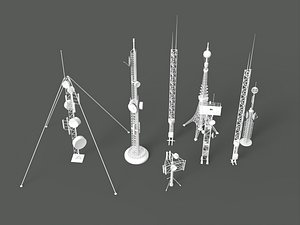 3D Communication Signal Towers Collection