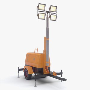 3D model PBR Mobile Light Tower Generator B - Yellow Dark