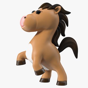 Brown Cartoon Horse Rigged for Cinema 4D