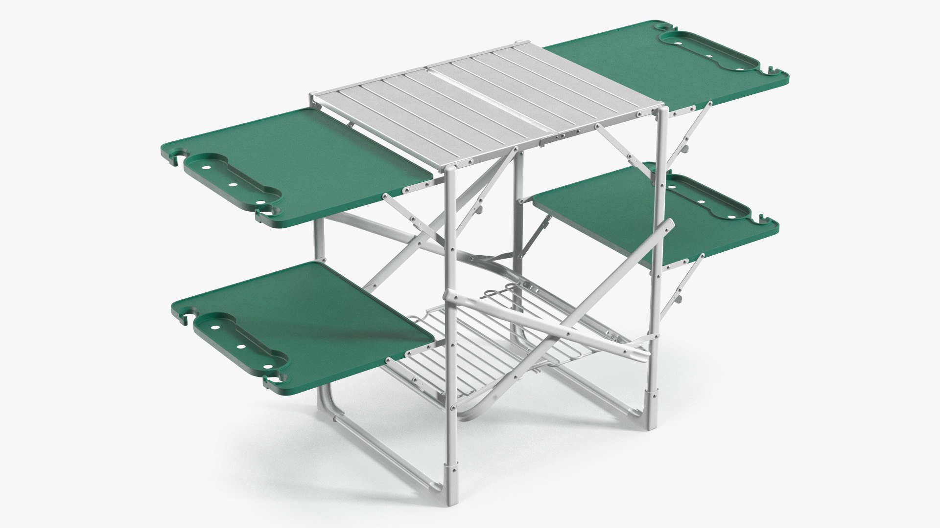 Portable Camp Cooking Table Green 3D model preview