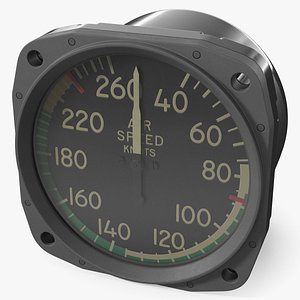 General Aviation Airspeed Unit with Calibrated Arcs Gray 3D model