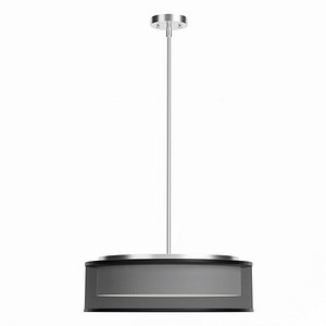 3D Matte Black Plouton and Glass Drum Shade Pendant
