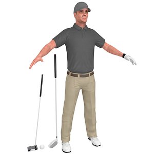 golfer clubs ball 3D