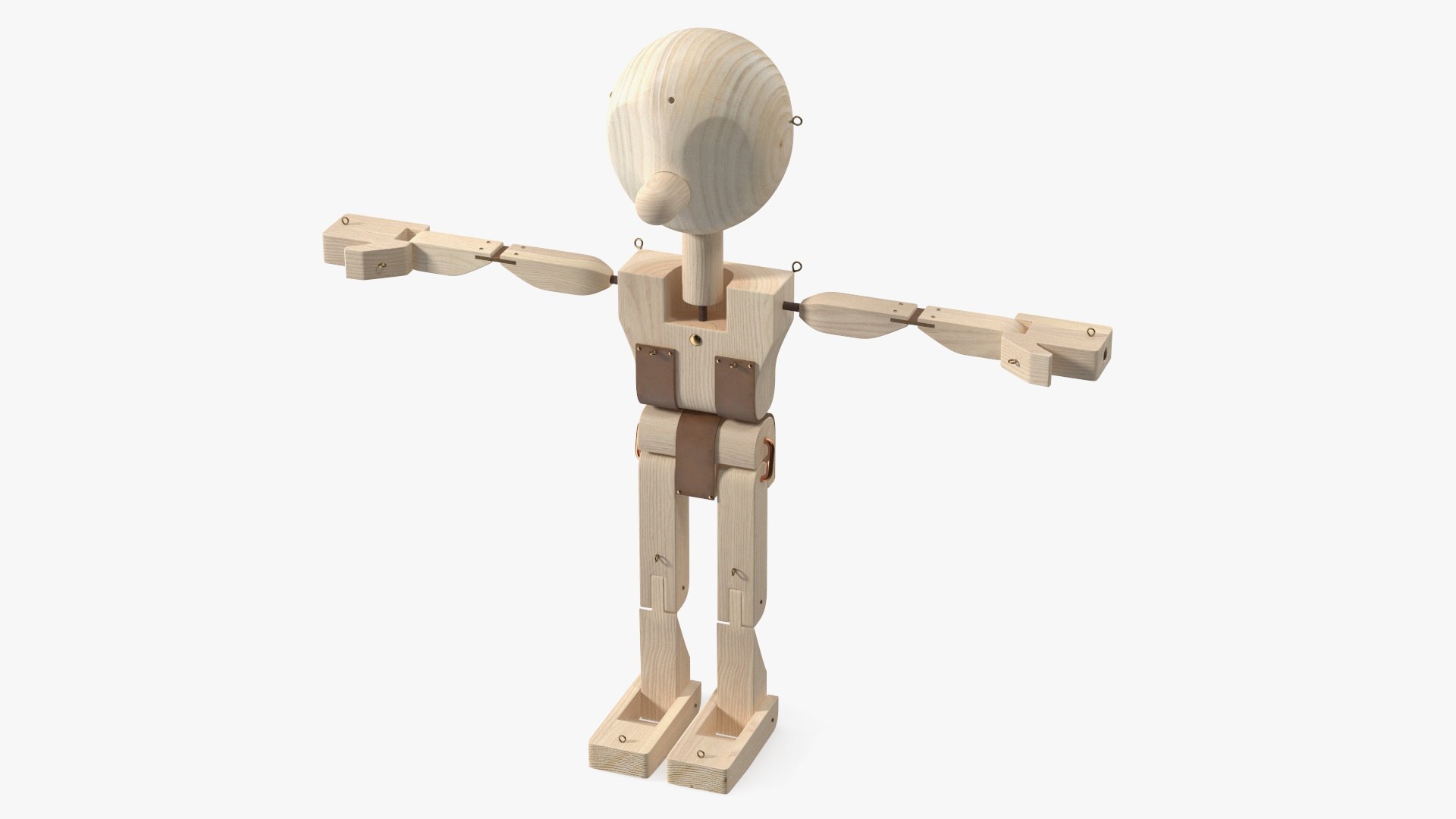 Raw Wooden Character Rigged 3D model preview