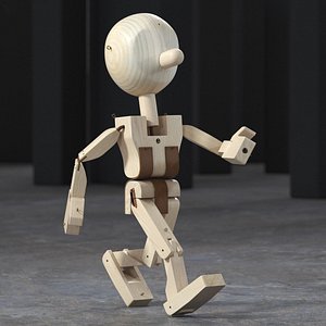 Raw Wooden Character Rigged 3D model