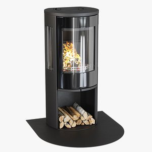 3D realistic fireplace braskamin contura model