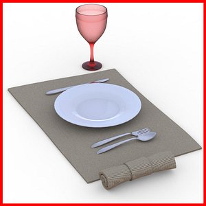 dinner table set 3d model